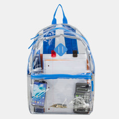 Eastsport Clear PVC Backpack with Front Diamond Lash Tab  and Colorful Adjustable Padded Straps