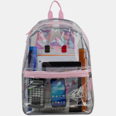 Eastsport Clear PVC Backpack with Front Diam and Printed Adjustable Padded Strapsond Lash Tab