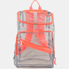 Clear Stadium Approved Top Loader Backpack with Adjustable Colorful Straps