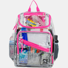 Eastsport Durable Clear Top Loader Backpack with Adjustable Colorful Straps - Transparent