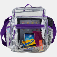 Eastsport Clear Stadium Messenger Bag with Side Mesh Pockets