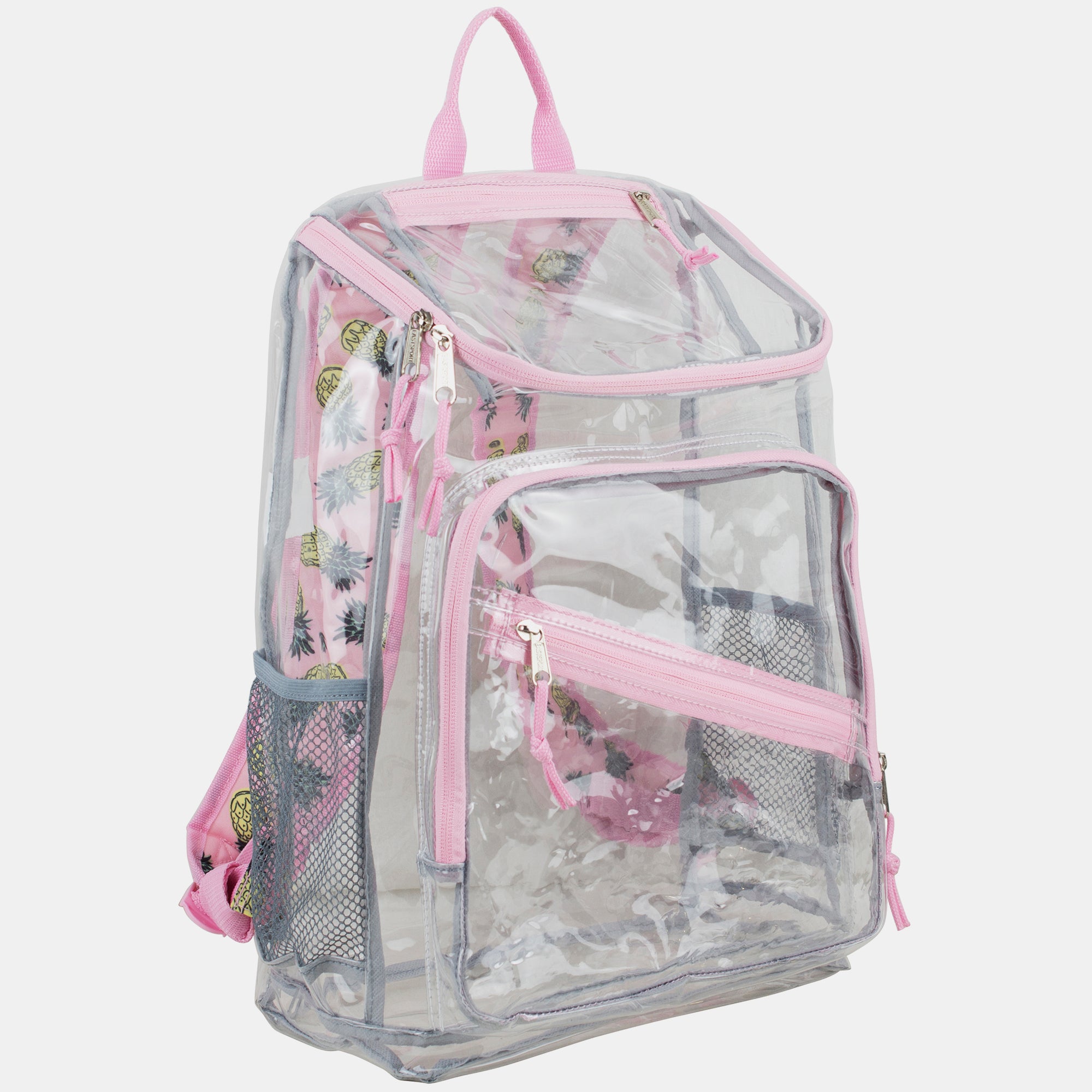 Clear PVC Top Loader Backpack with Adjustable Printed Strap