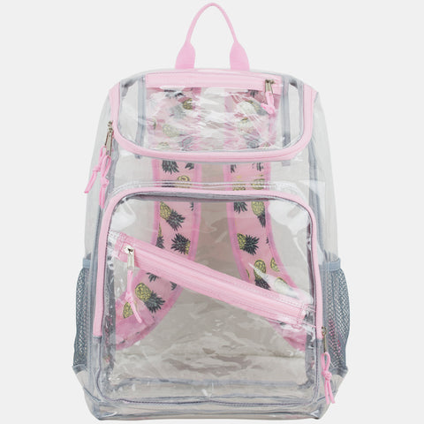 Clear PVC Top Loader Backpack with Adjustable Printed Strap