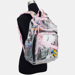 Clear PVC Top Loader Backpack with Adjustable Printed Straps