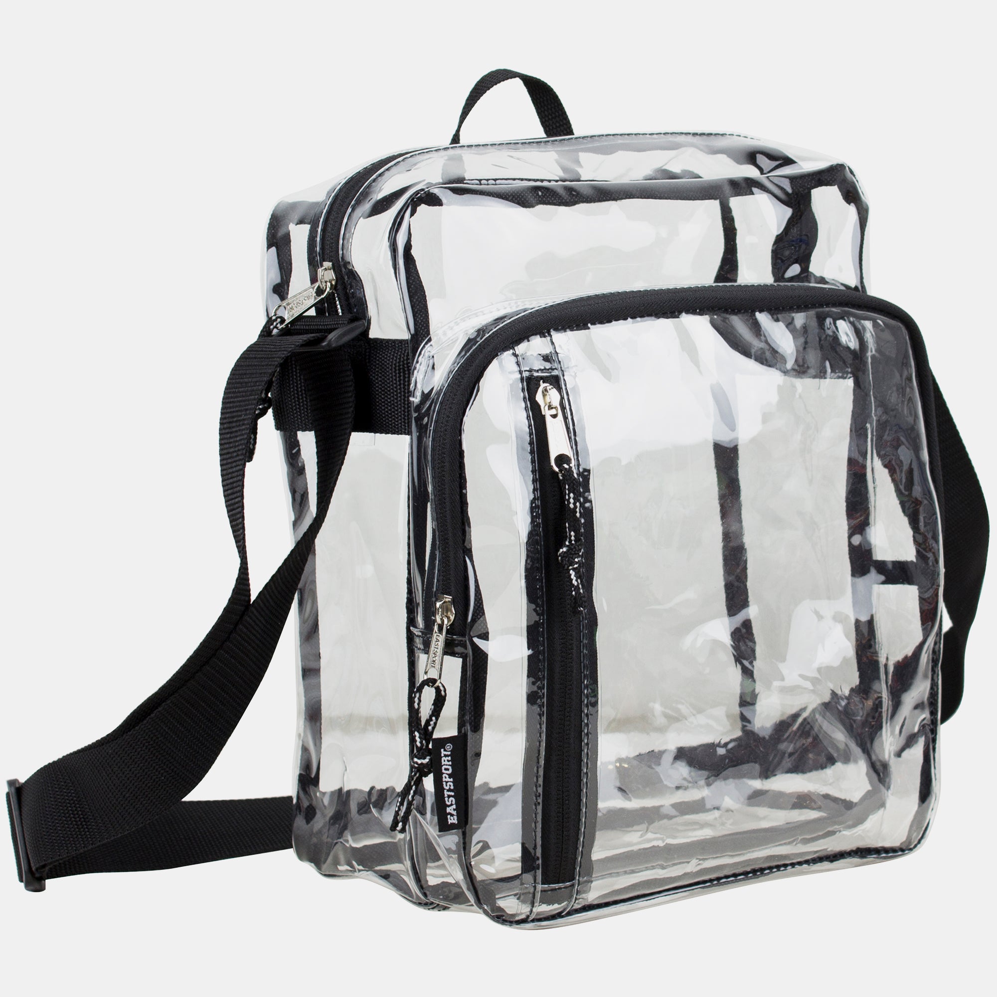 FUEL Clear Bag Stadium Approved Events Messenger Shoulder Crossbody For Hiking Work Sports Travel Concert Lightweight Transparent Black