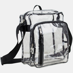 FUEL Clear Bag Stadium Approved Events Messenger Shoulder Crossbody For Hiking Work Sports Travel Concert Lightweight Transparent Black