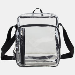 FUEL Clear Bag Stadium Approved Events Messenger Shoulder Crossbody For Hiking Work Sports Travel Concert Lightweight Transparent Black