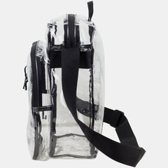 FUEL Clear Bag Stadium Approved Events Messenger Shoulder Crossbody For Hiking Work Sports Travel Concert Lightweight Transparent Black