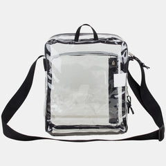 FUEL Clear Bag Stadium Approved Events Messenger Shoulder Crossbody For Hiking Work Sports Travel Concert Lightweight Transparent Black