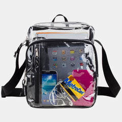 FUEL Clear Bag Stadium Approved Events Messenger Shoulder Crossbody For Hiking Work Sports Travel Concert Lightweight Transparent Black