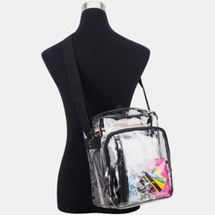 FUEL Clear Bag Stadium Approved Events Messenger Shoulder Crossbody For Hiking Work Sports Travel Concert Lightweight Transparent Black