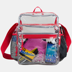 Eastsport Clear Stadium Messenger Bag with Side Mesh Pockets