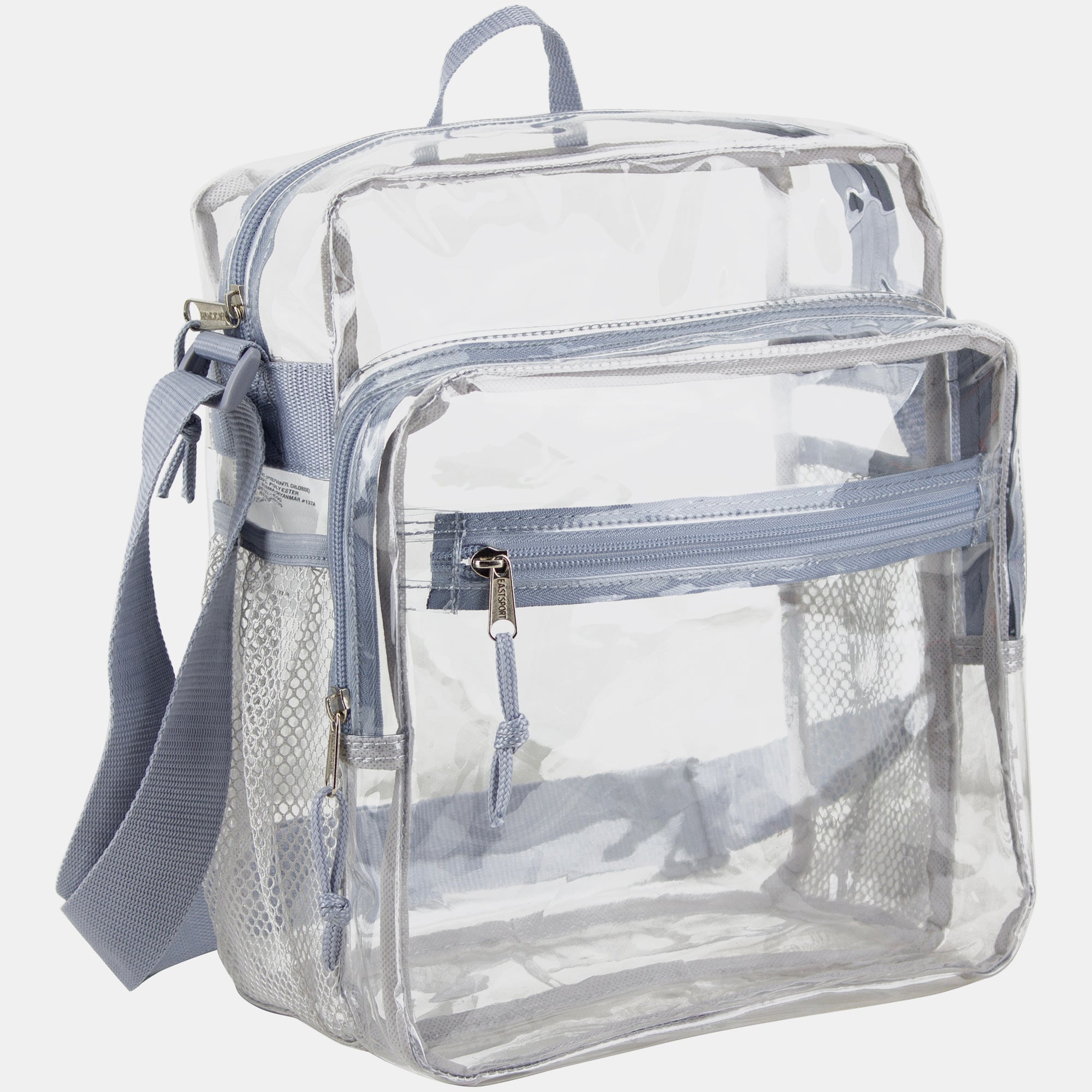 Eastsport Clear Stadium Messenger Bag with Side Mesh Pockets