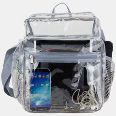 Eastsport Clear Stadium Messenger Bag with Side Mesh Pockets