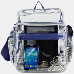 Eastsport Clear Stadium Messenger Bag with Side Mesh Pockets