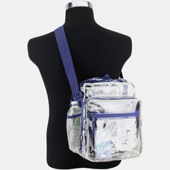 Eastsport Clear Stadium Messenger Bag with Side Mesh Pockets