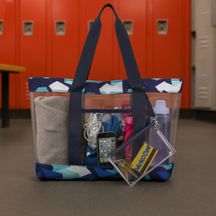 Deluxe 100% Clear PVC Printed Large Tote with Large Wristlet