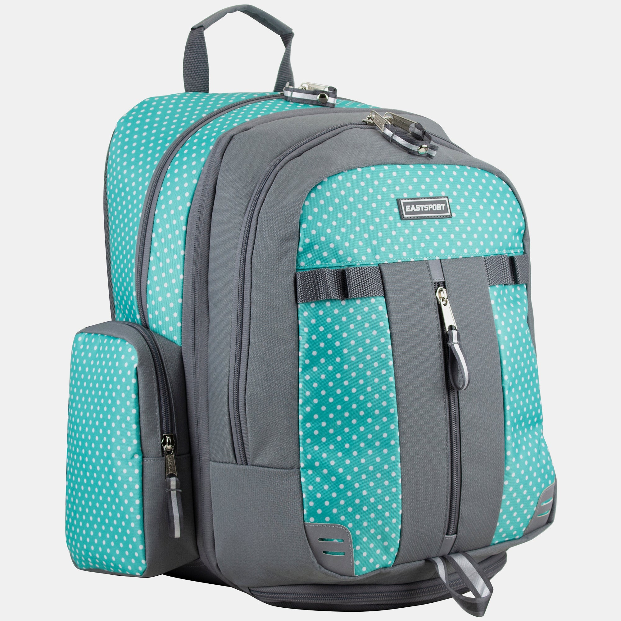 Eastsport Oversized Expandable Backpack with Removable Easy Wash Bag Dots Aqua Grey