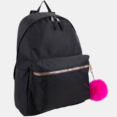 Eastsport Super Fashion-Forward Girls Backpack with Rose Gold Accent & BONUS Pom-Pom Keychain