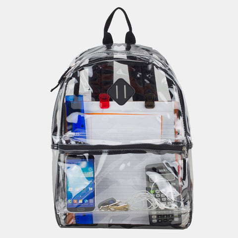 Clear PVC Backpack with Front Diamond Lash Tab and Colorful Adjustable Padded Straps