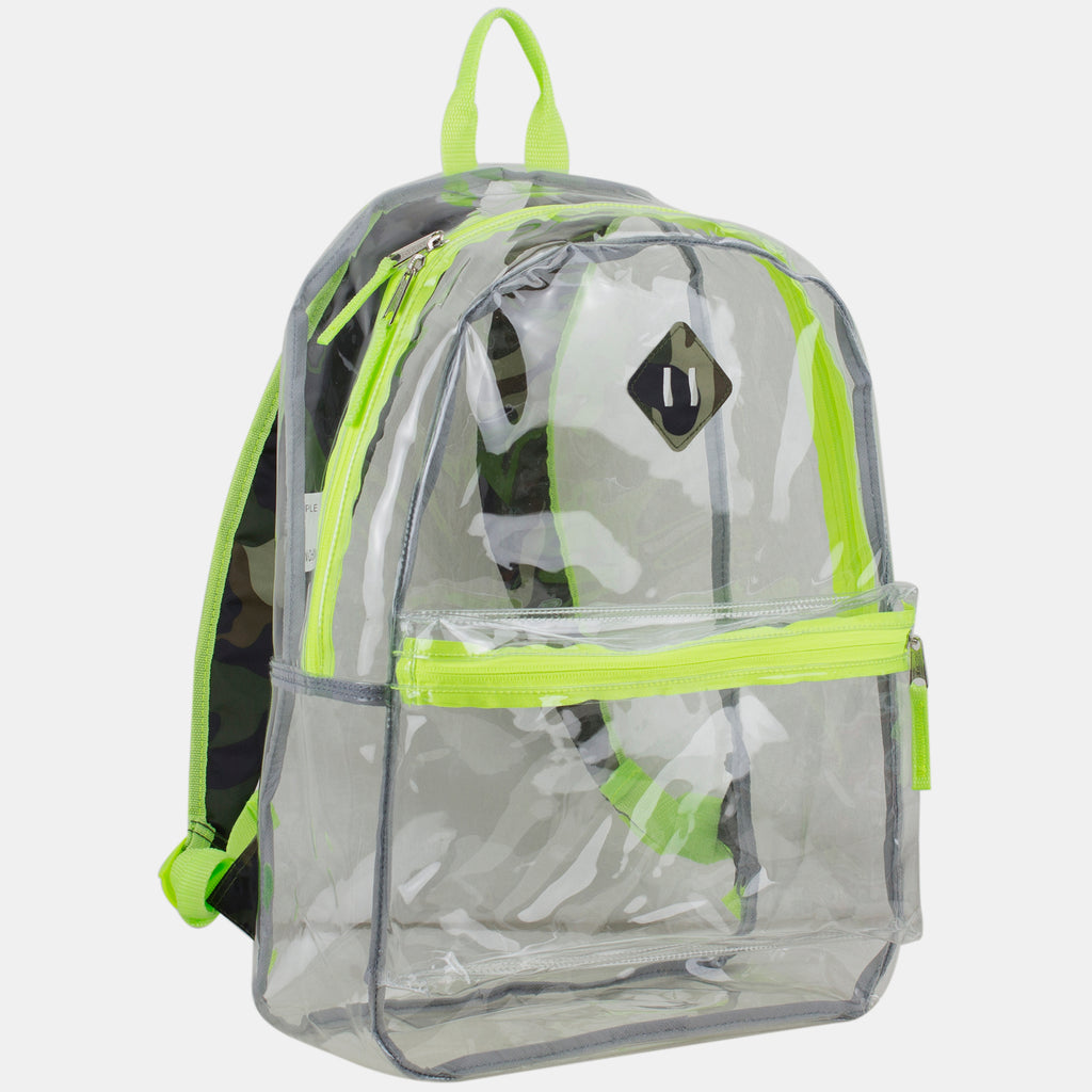Eastsport Clear PVC Backpack with Front Diam and Printed Adjustable Pa