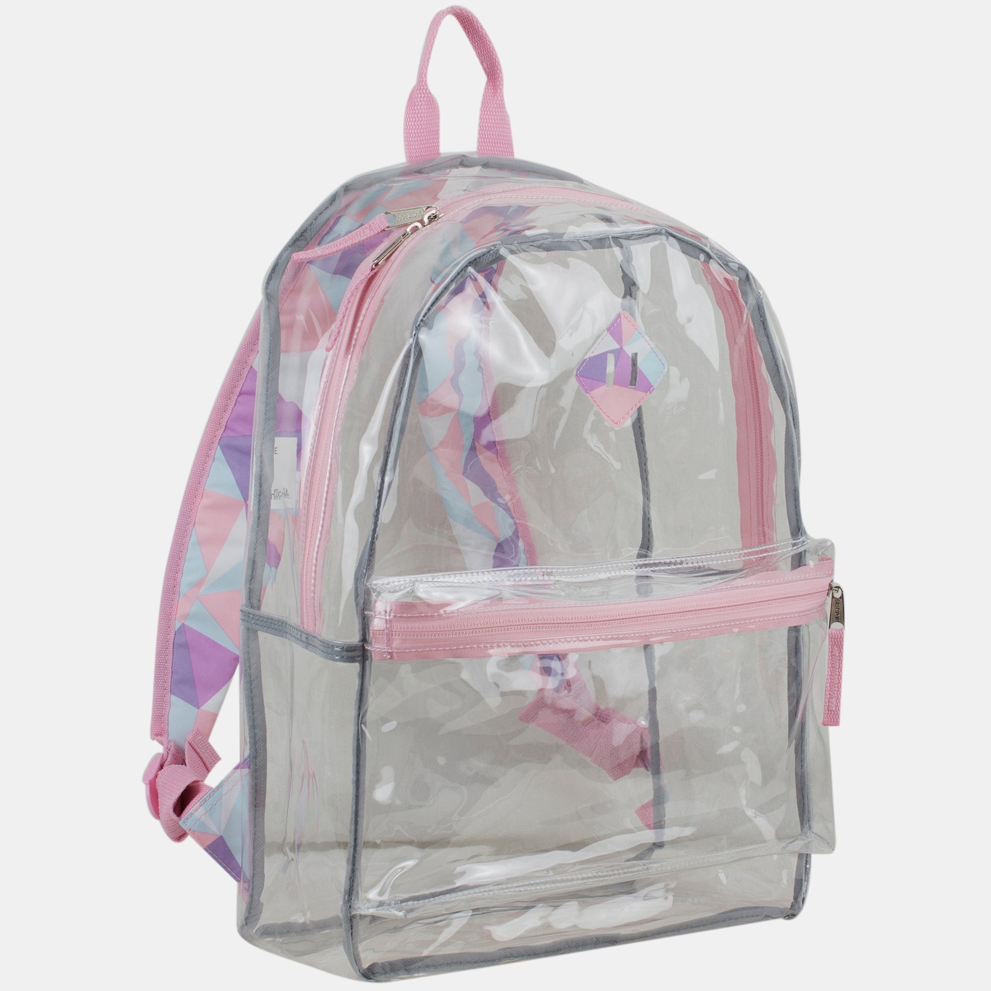 eastsport mini clear backpack Clear Backpack with Printed Straps & Front Diamond Lash Tab – Eastsport