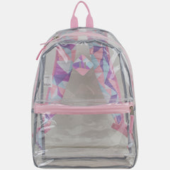 Clear Backpack with Printed Straps & Front Diamond Lash Tab