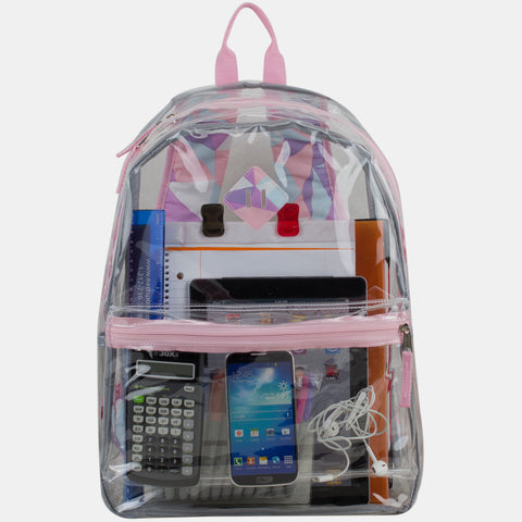 Clear Backpack with Printed Straps & Front Diamond Lash Tab