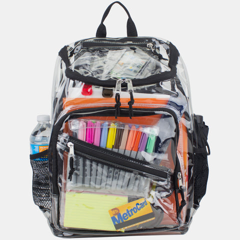 Clear Stadium Approved Top Loader Backpack with Adjustable Colorful Straps