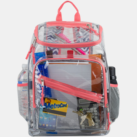 Clear PVC Top Loader Backpack with Adjustable Printed Straps