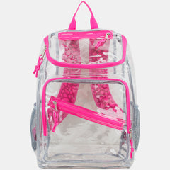 Eastsport Durable Clear Top Loader Backpack with Adjustable Colorful Straps - Transparent