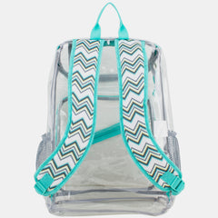 Eastsport Durable Clear Top Loader Backpack with Adjustable Printed Straps - Transparent