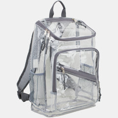 Eastsport Durable Clear Top Loader Backpack with Adjustable Printed Straps - Transparent