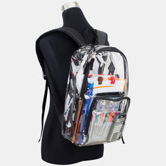 Eastsport Multi-Purpose Clear Backpack with Front Pocket, Adjustable Straps and Lash Tab