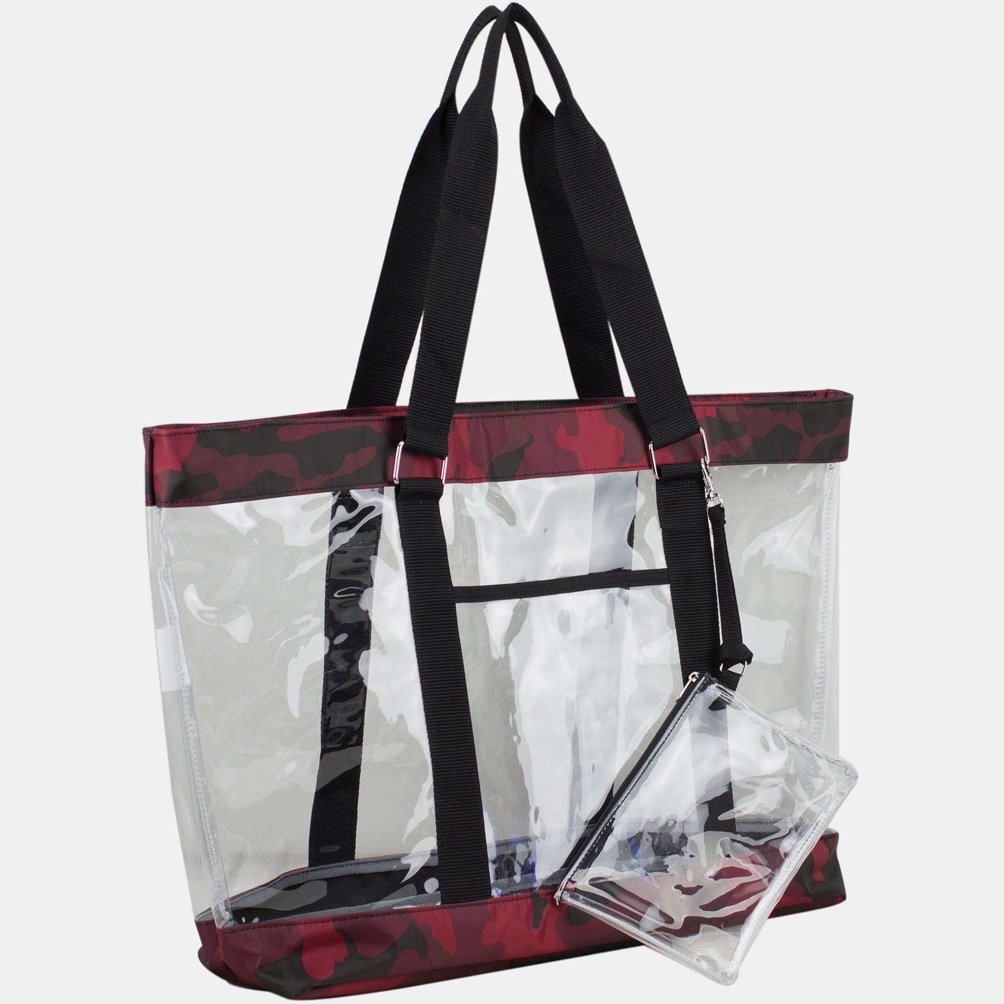 Deluxe 100% Clear PVC Printed Large Tote with Large Wristlet