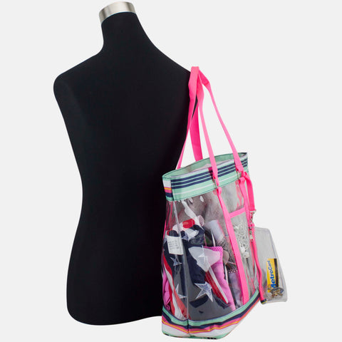 Deluxe 100% Clear PVC Printed Large Tote with Large Wristlet