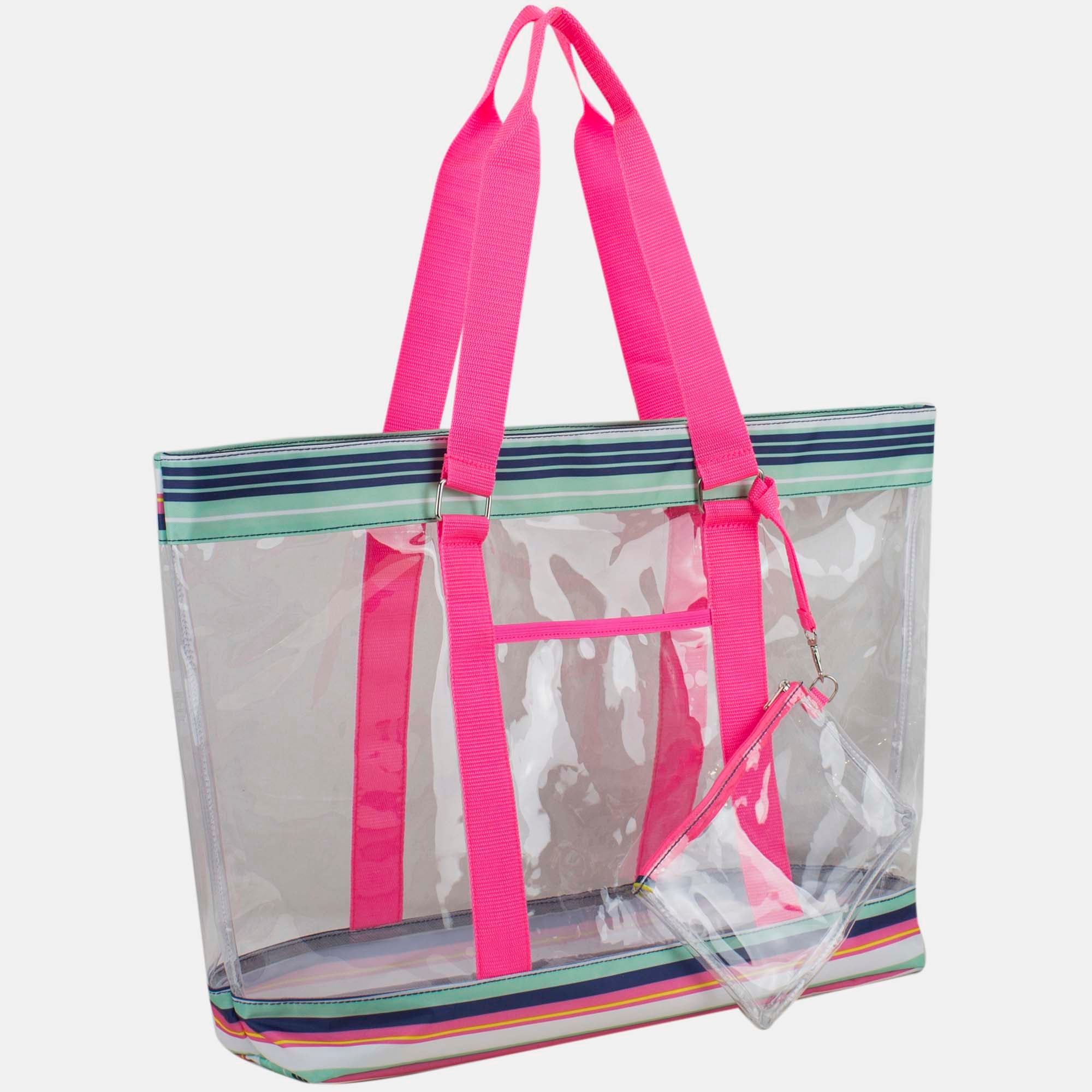 Deluxe 100% Clear PVC Printed Large Tote with Large Wristlet